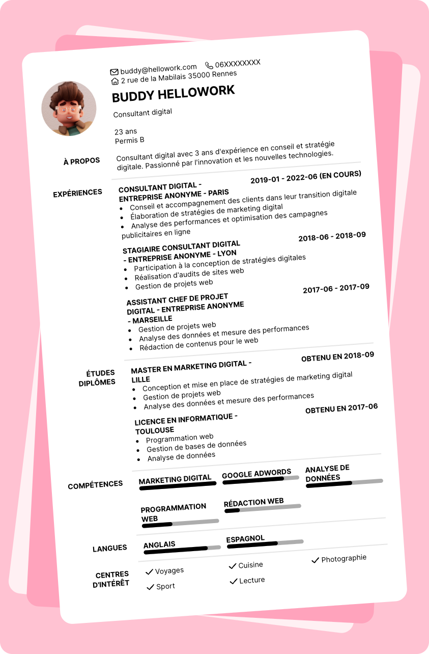Modèle CV Consultant digital Exemple CV Consultant digital