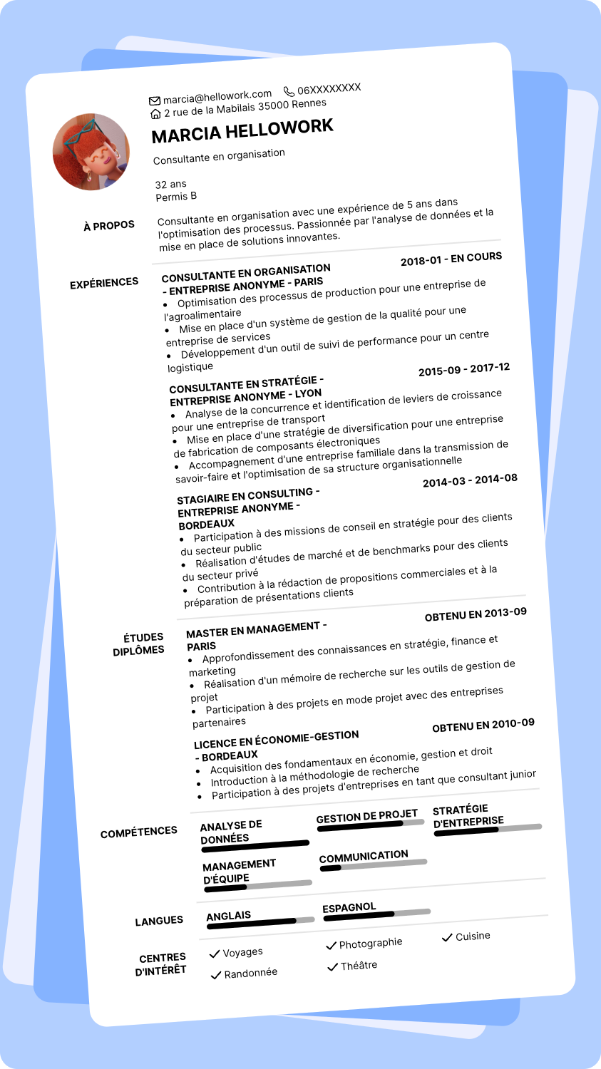 Exemple CV Consultant en organisation