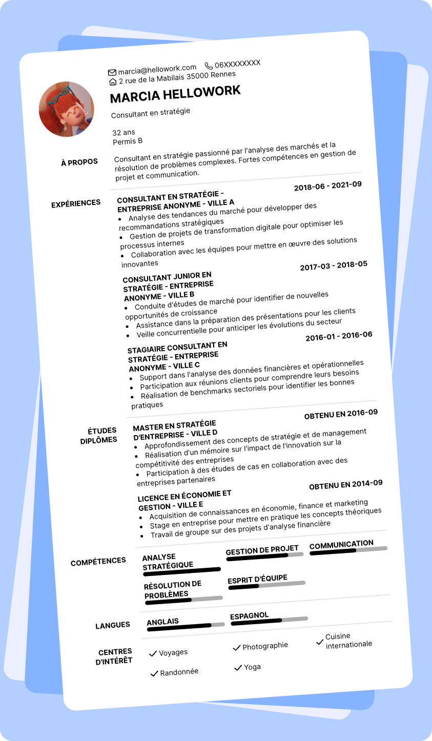 Exemple CV Consultant en stratégie
