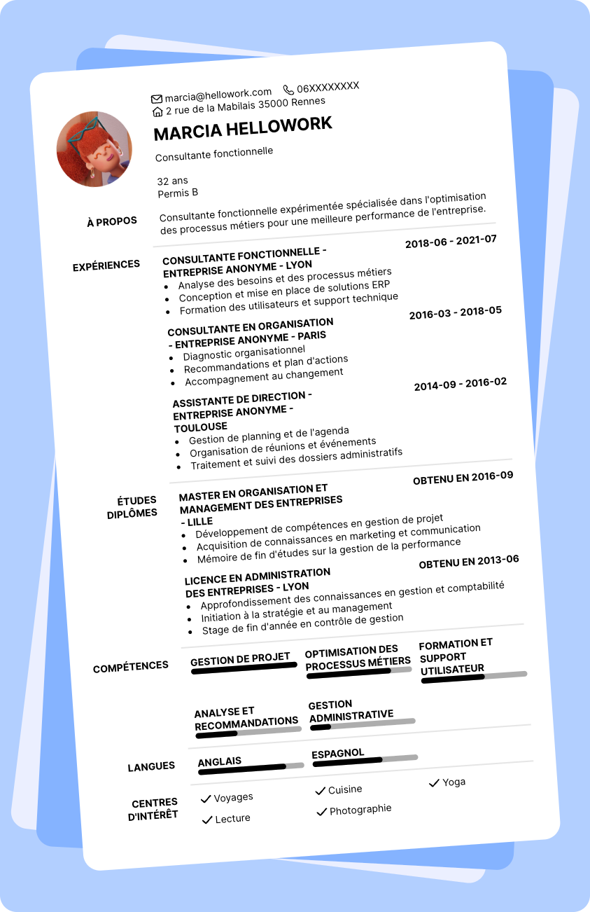 Modèle CV Consultant fonctionnel Exemple CV Consultant fonctionnel