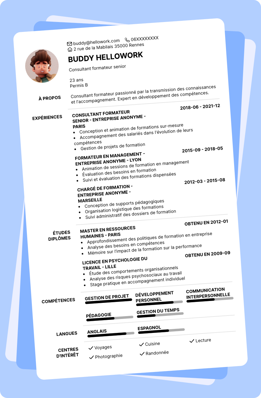 Modèle CV Consultant formateur Exemple CV Consultant formateur