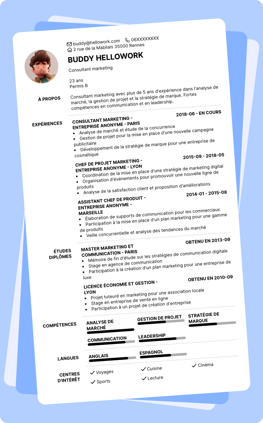 Modèle CV Consultant marketing Exemple CV Consultant marketing