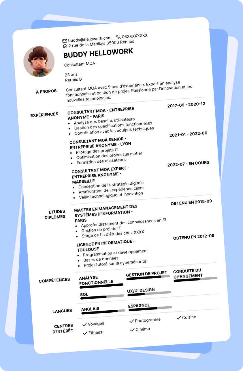 Exemple CV Consultant MOA