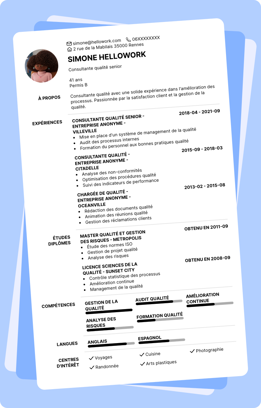 Exemple CV Consultant qualité