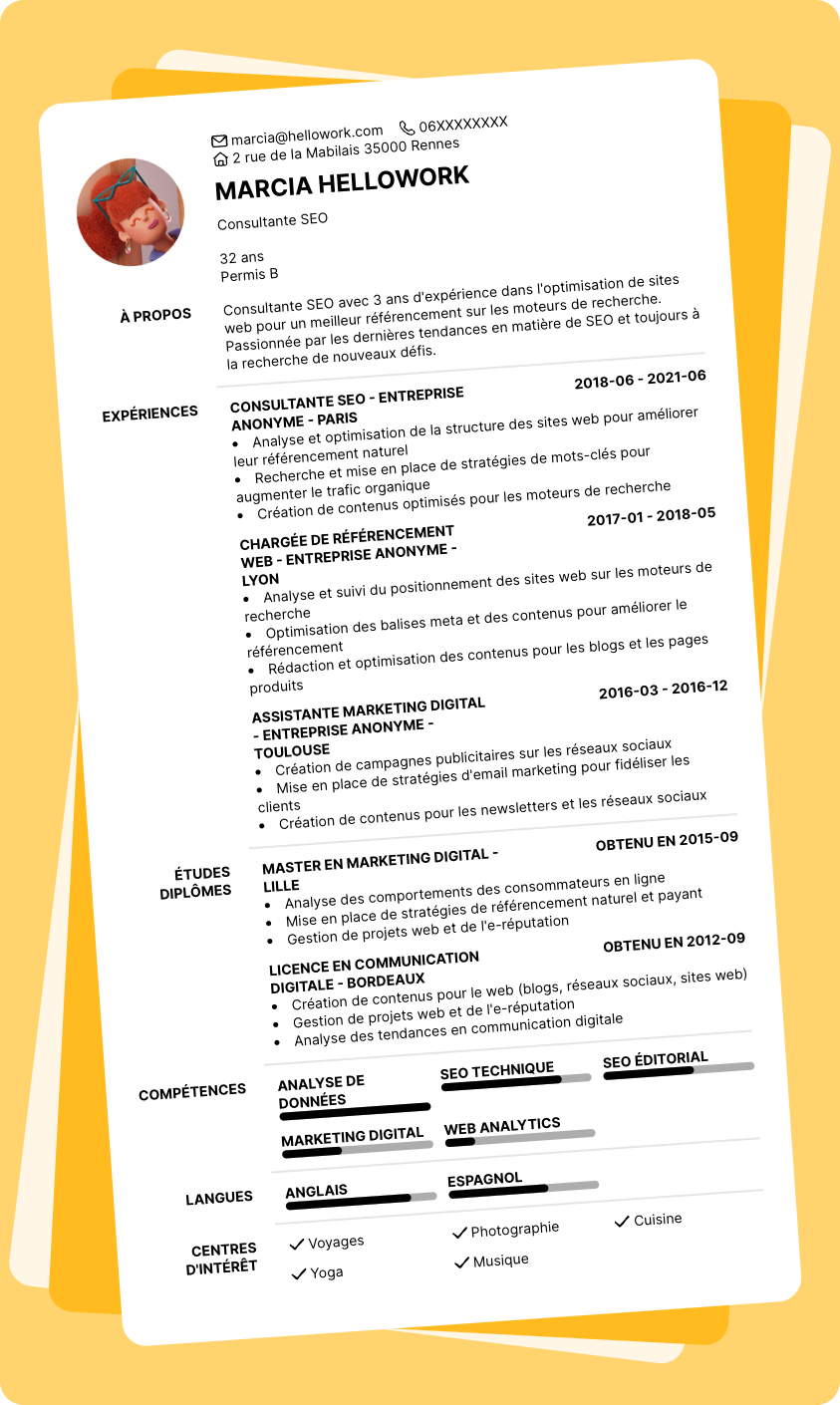 Modèle CV Consultant SEO Exemple CV Consultant SEO