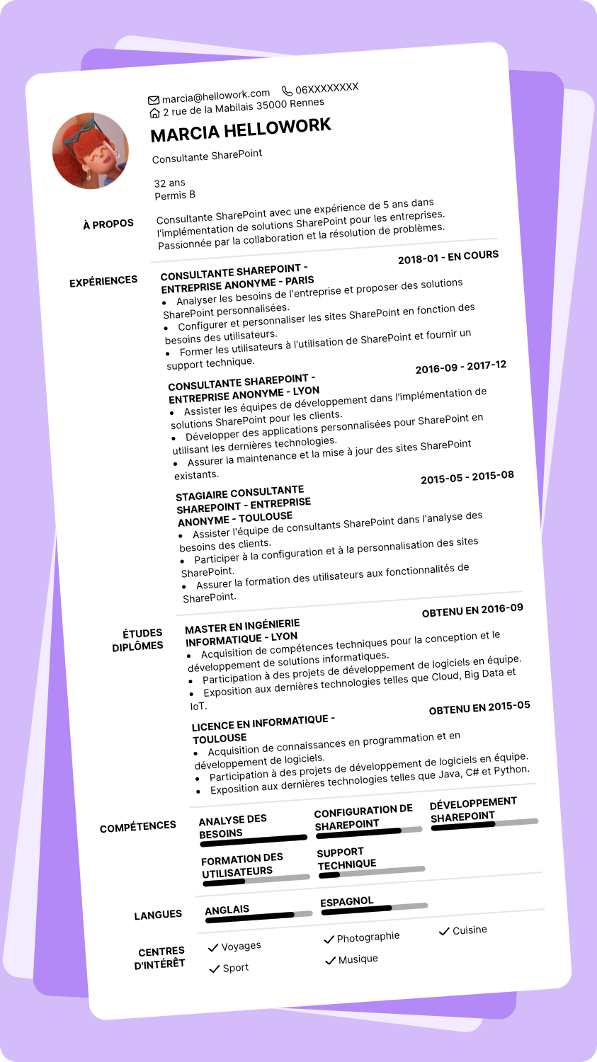 Modèle CV Consultant sharepoint Exemple CV Consultant sharepoint