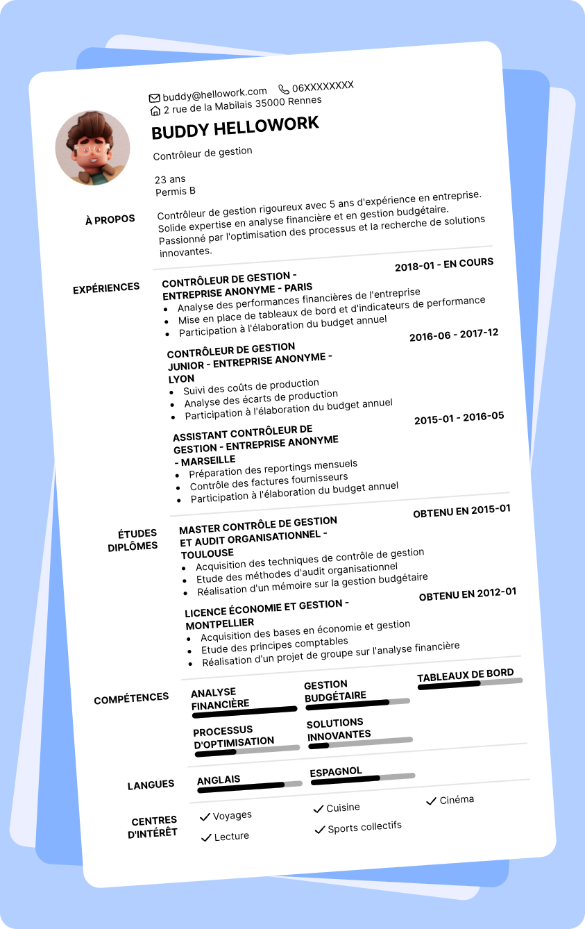 Exemple CV Contrôleur de gestion