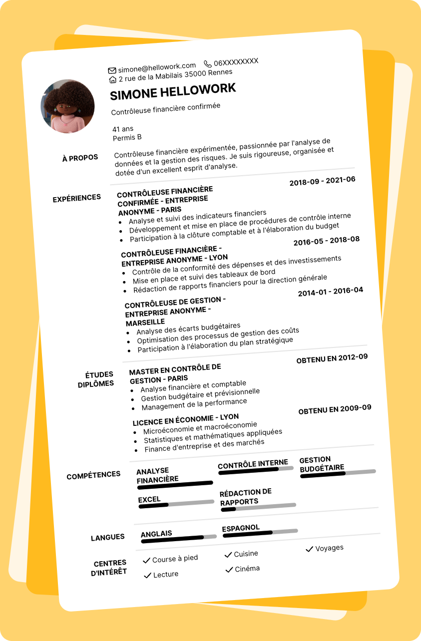Exemple CV Contrôleur financier