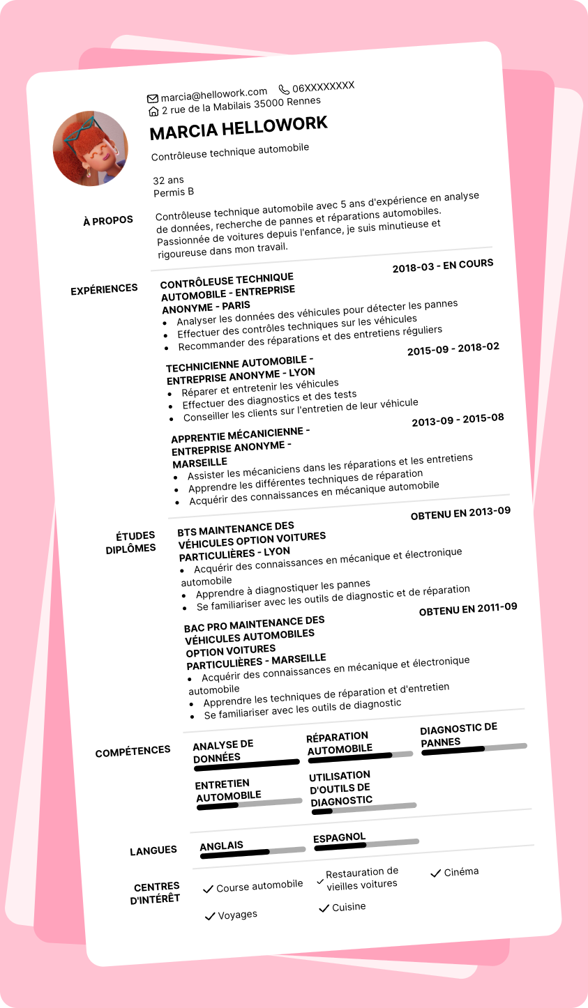 Exemple CV Contrôleur technique automobile