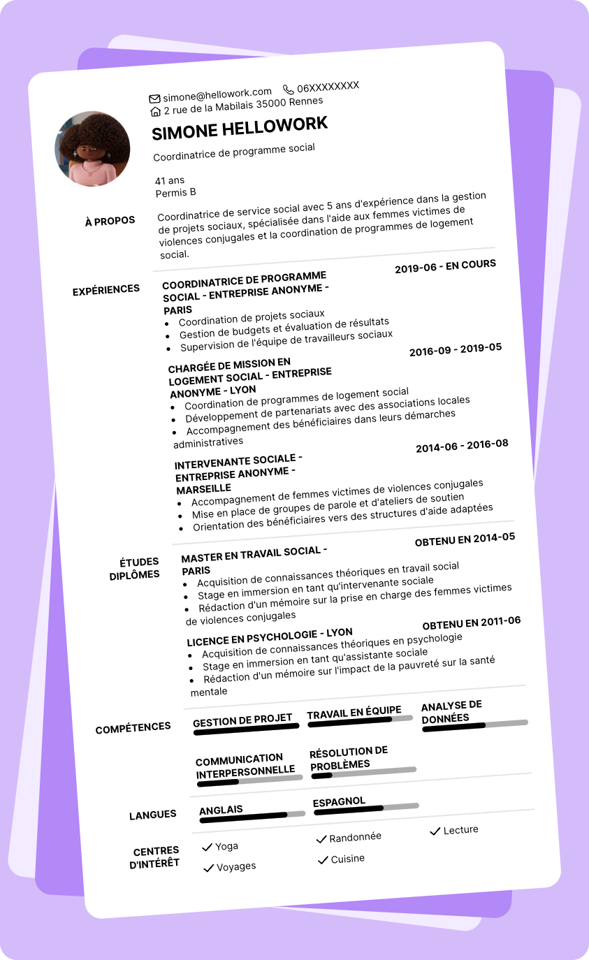 Exemple CV Coordinateur social