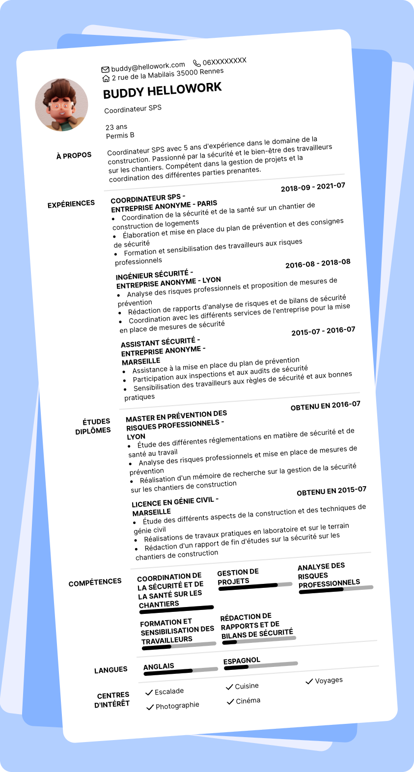 Exemple CV Coordonnateur SPS