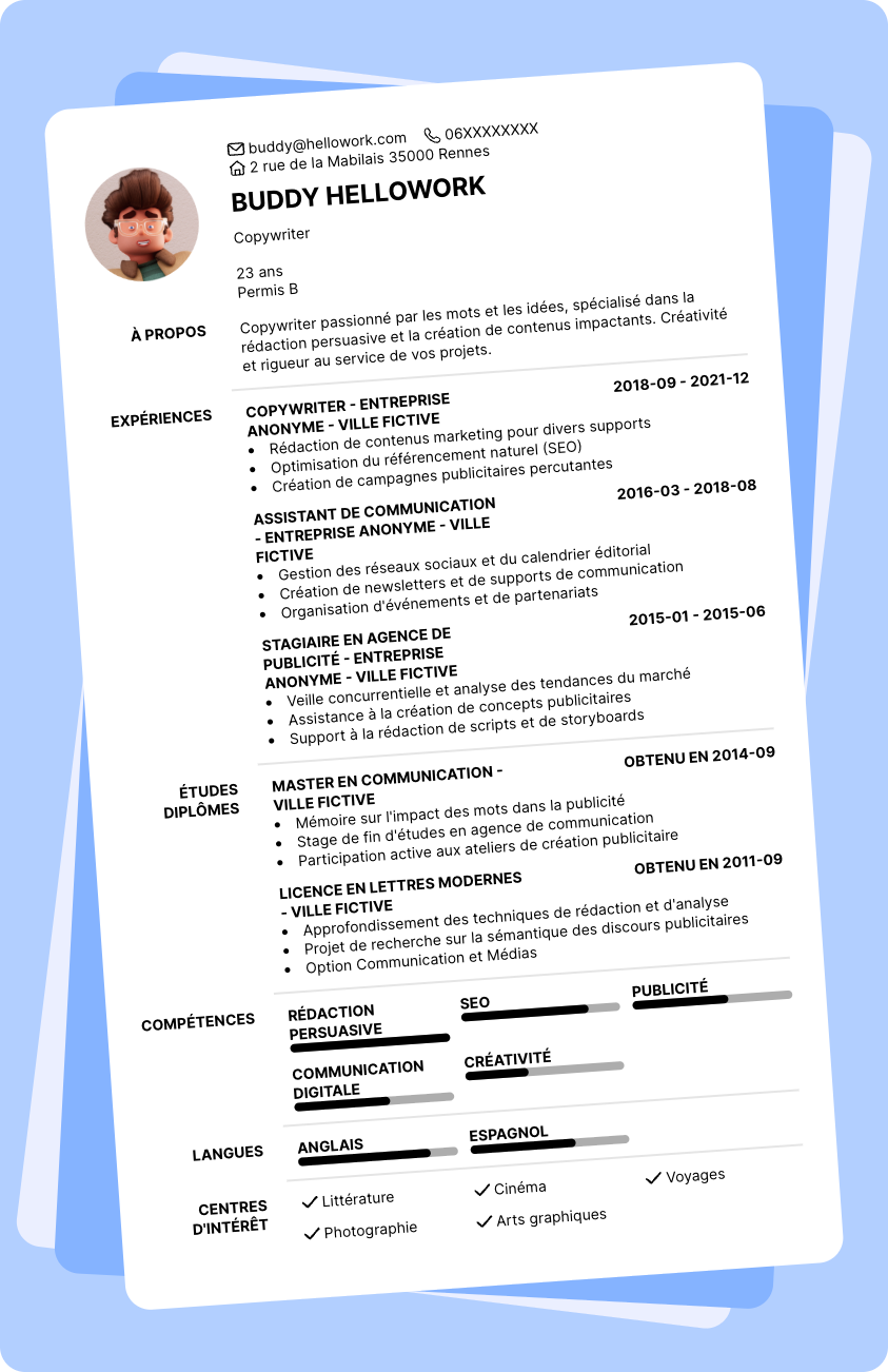 Exemple CV Copywriter