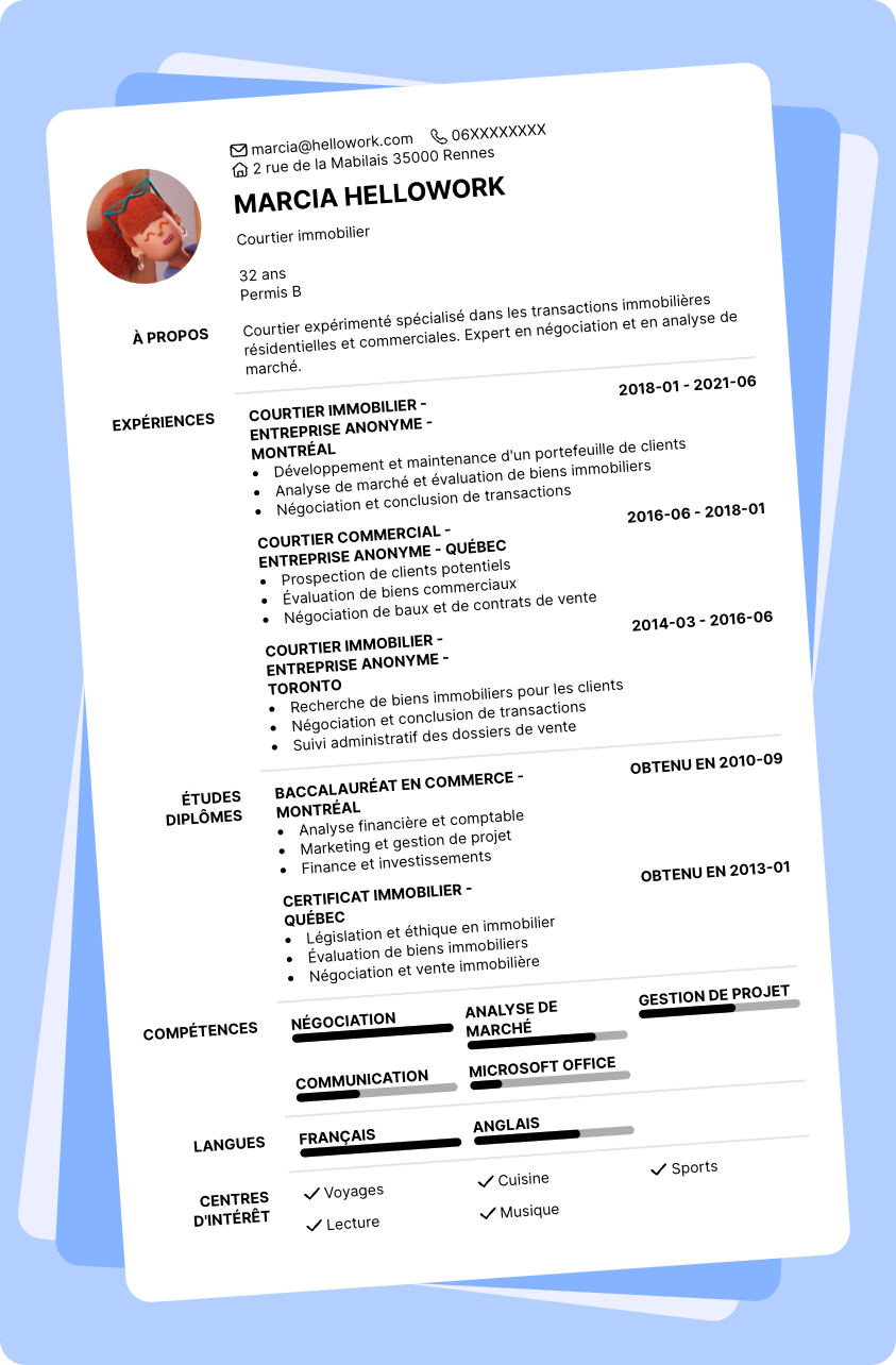Exemple CV Courtier
