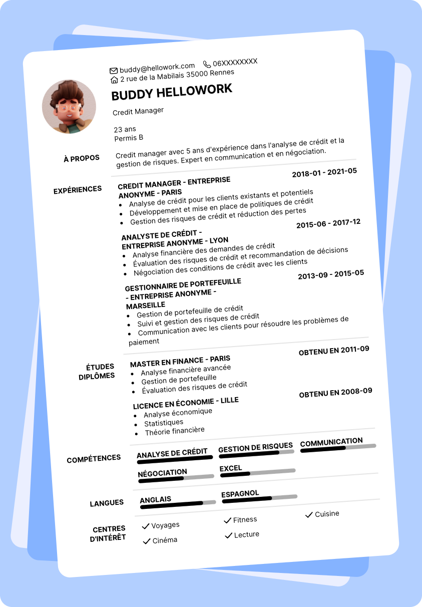 Exemple CV Credit manager