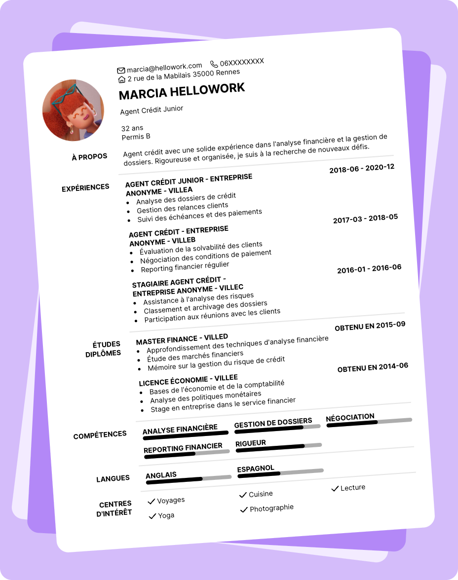 Exemple CV Agent crédit