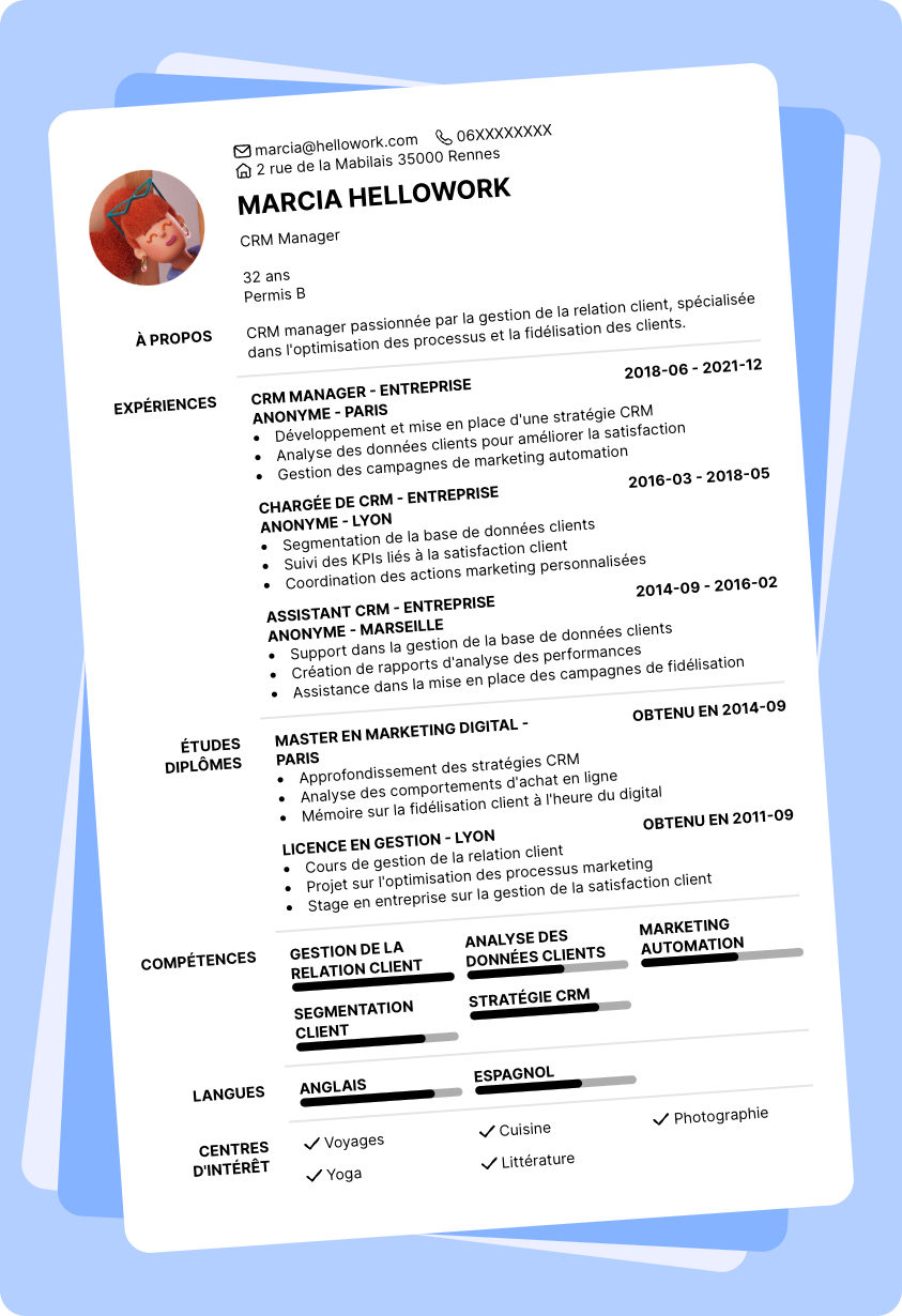 Modèle CV CRM manager Exemple CV CRM manager