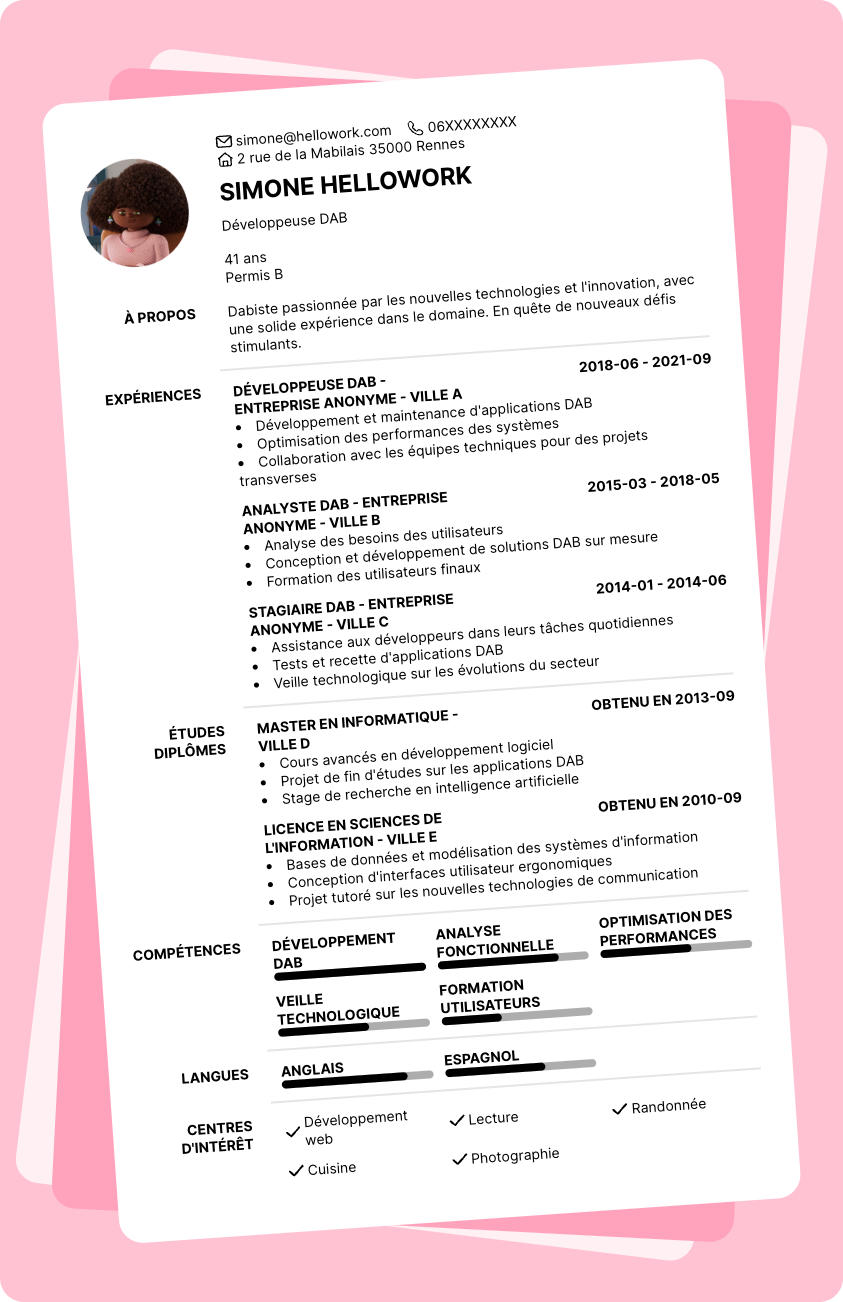 Exemple CV Dabiste