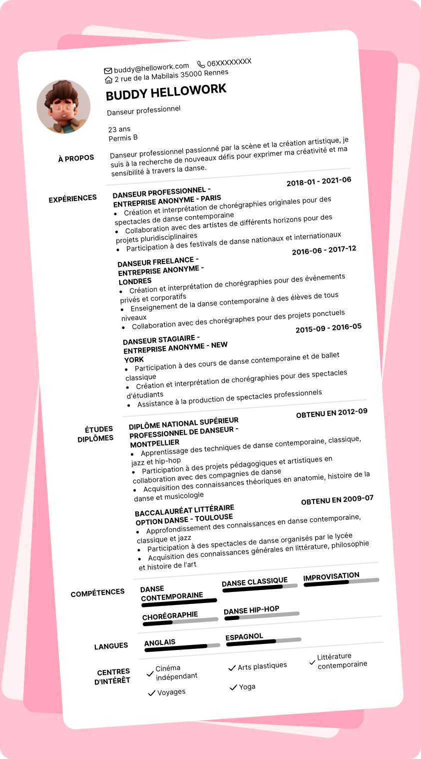 Exemple CV Danseur