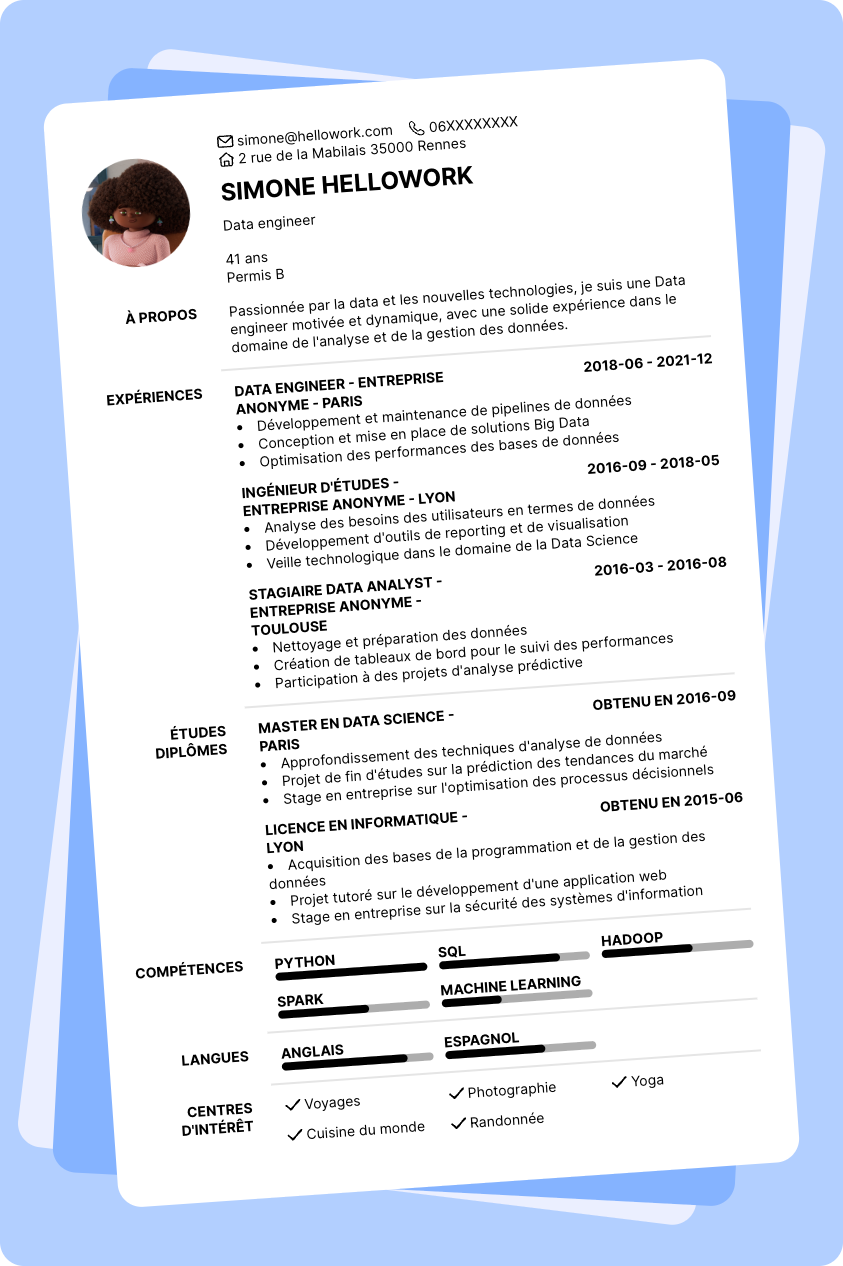Exemple CV Data engineer