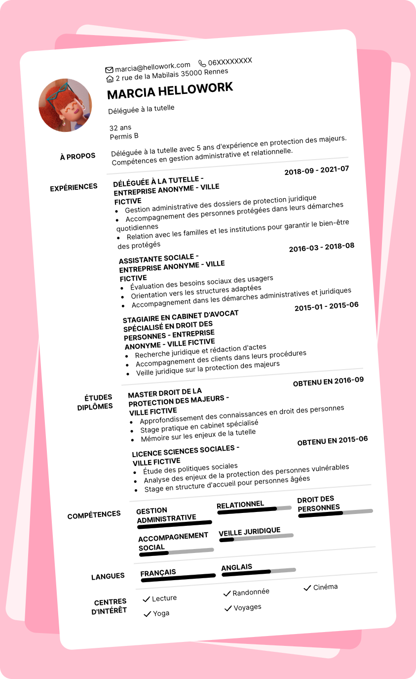 Exemple CV Délégué à la tutelle