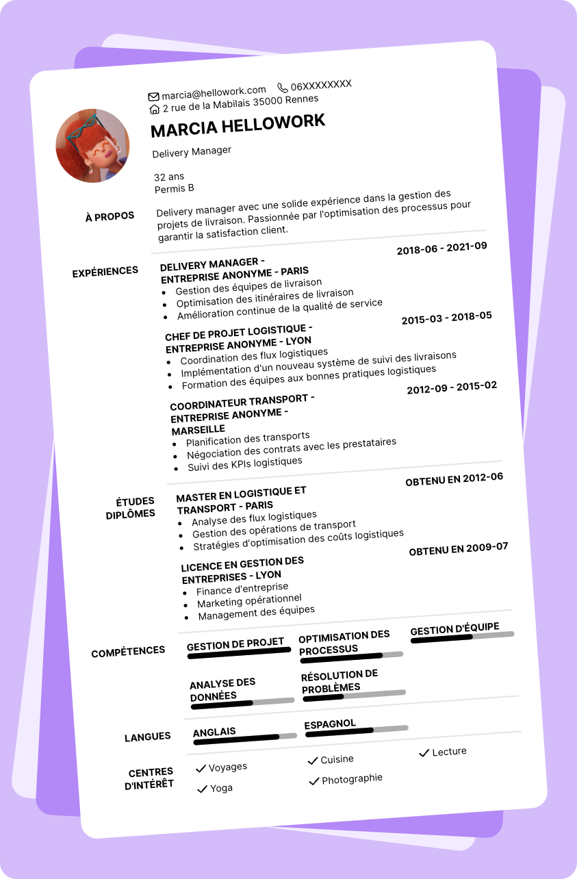 Exemple CV Delivery manager