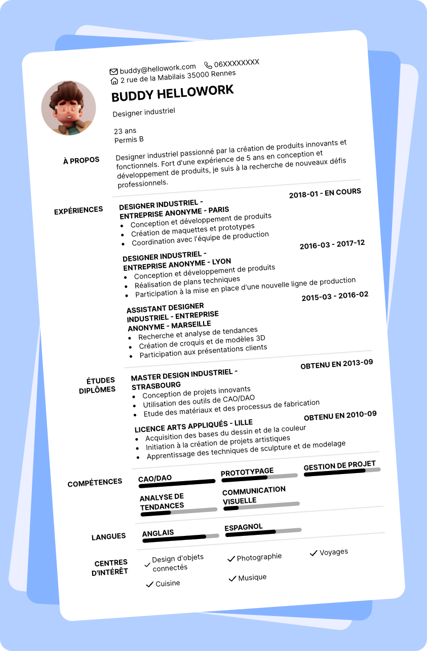 Exemple CV Designer industriel