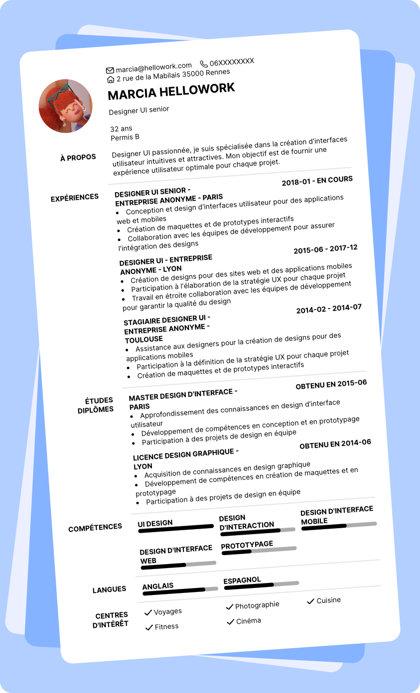 Exemple CV UI designer