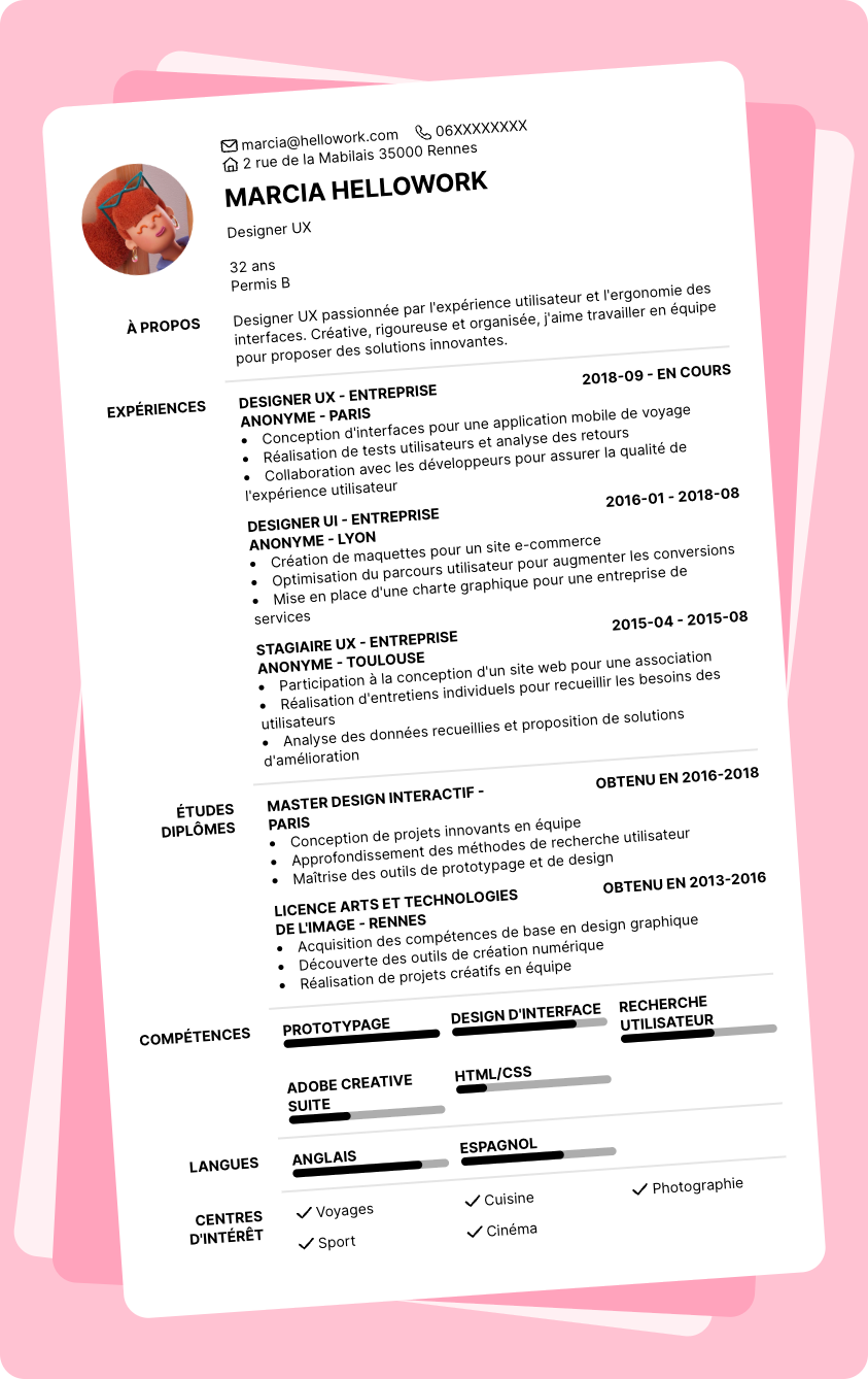 Modèle CV UX designer Exemple CV UX designer