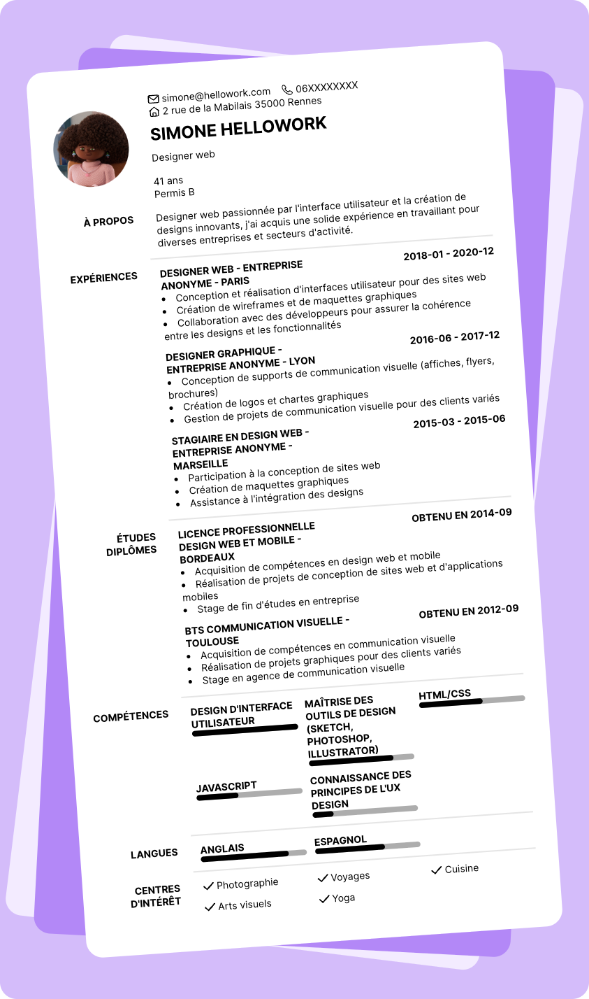 Modèle CV Webdesigner Exemple CV Webdesigner