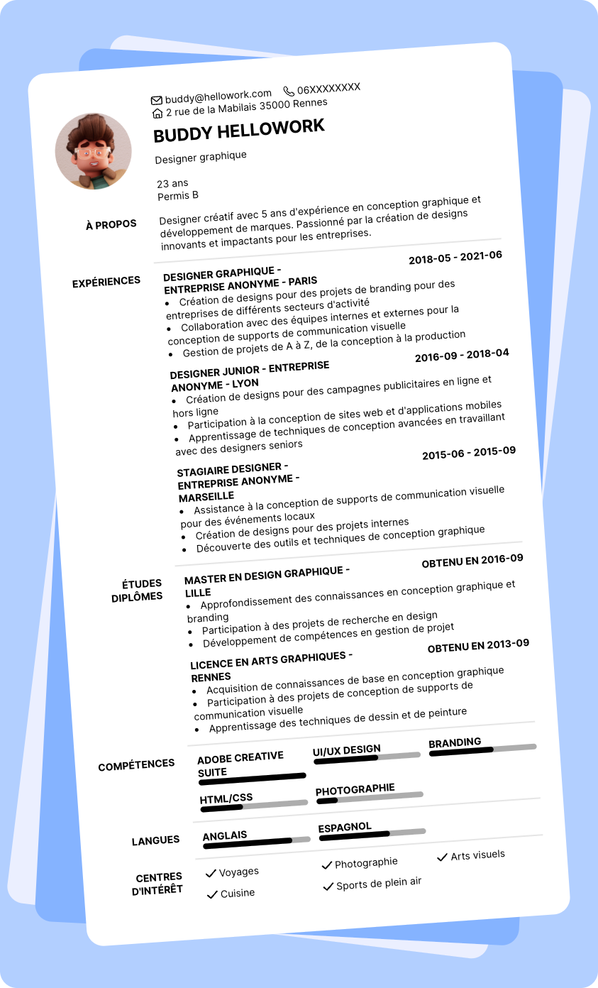 Modèle CV Designer Exemple CV Designer