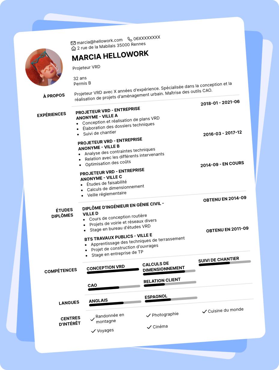 Exemple CV Projeteur VRD