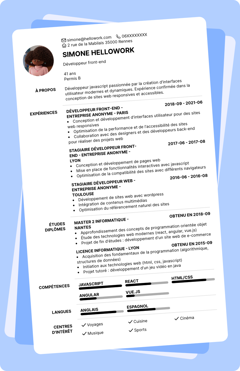 Modèle CV Développeur javascript Exemple CV Développeur javascript