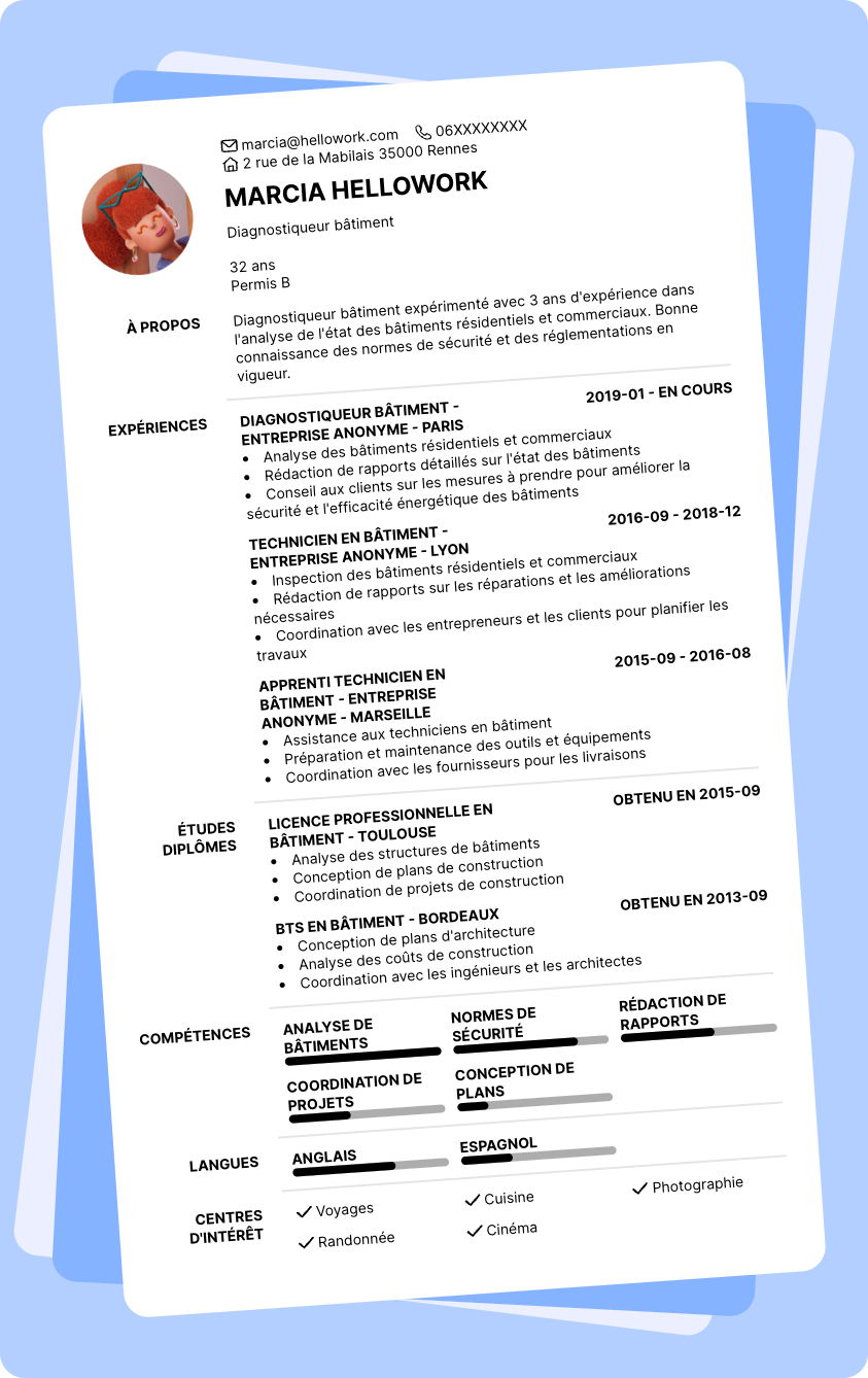 Exemple CV Diagnostiqueur immobilier