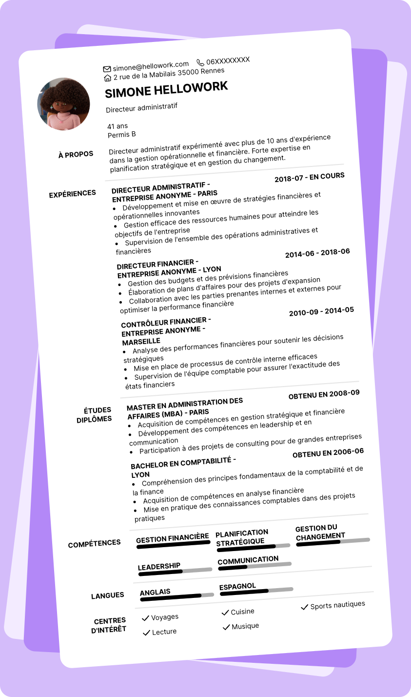 Modèle CV Directeur administratif Exemple CV Directeur administratif