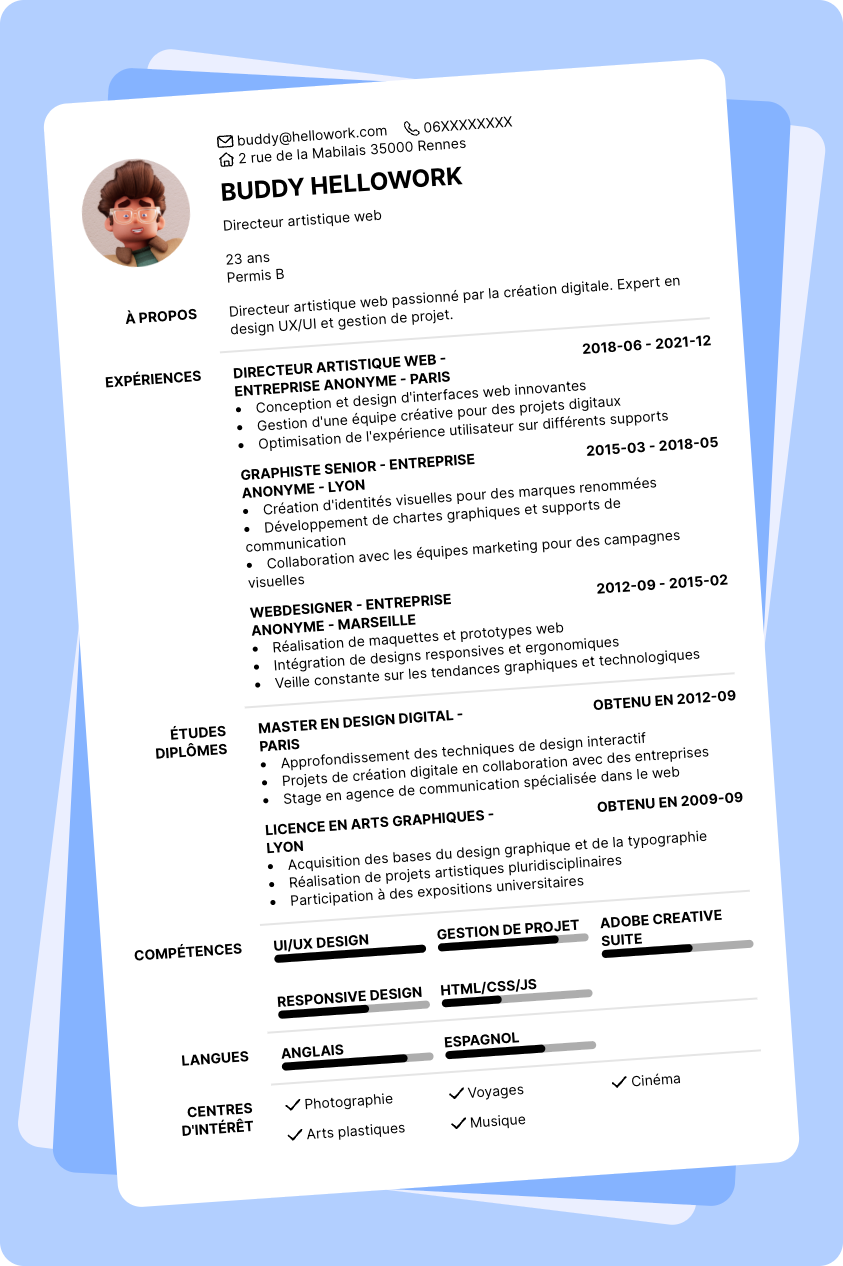 Modèle CV Directeur artistique web Exemple CV Directeur artistique web