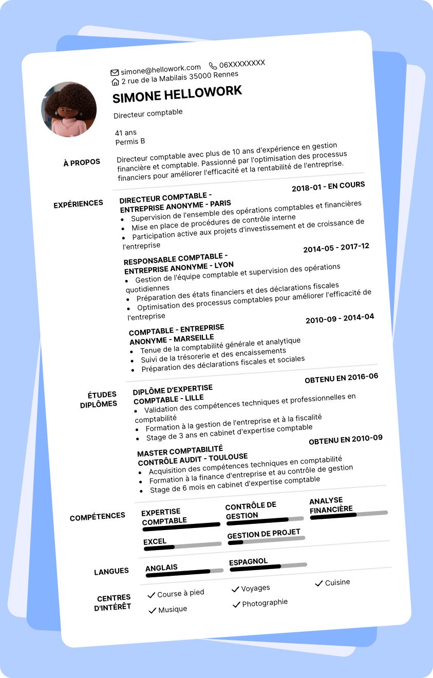 Exemple CV Directeur comptable