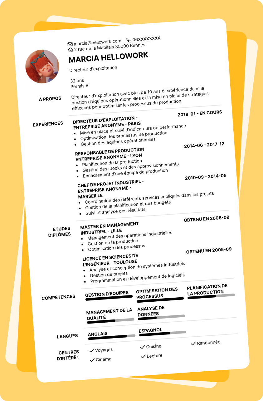 Exemple CV Directeur d'exploitation