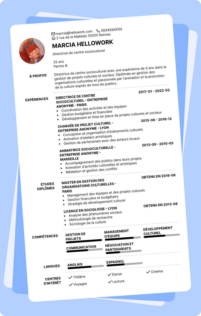 Exemple CV Directeur de centre socioculturel