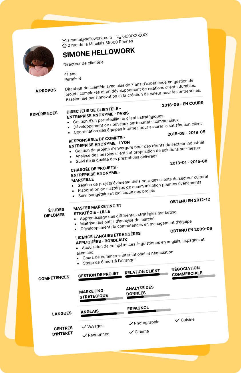 Exemple CV Directeur clientèle
