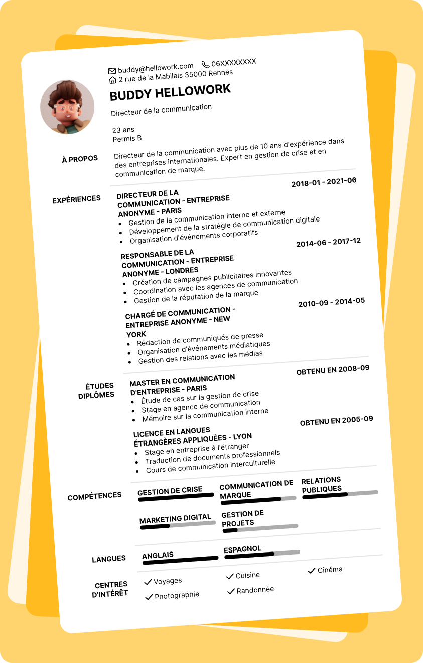 Exemple CV Directeur communication