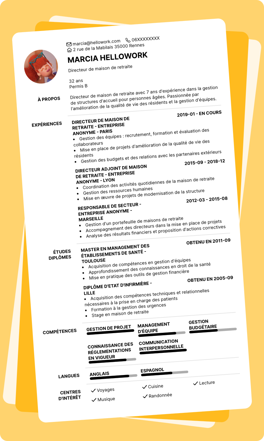 Exemple CV Directeur de maison de retraite