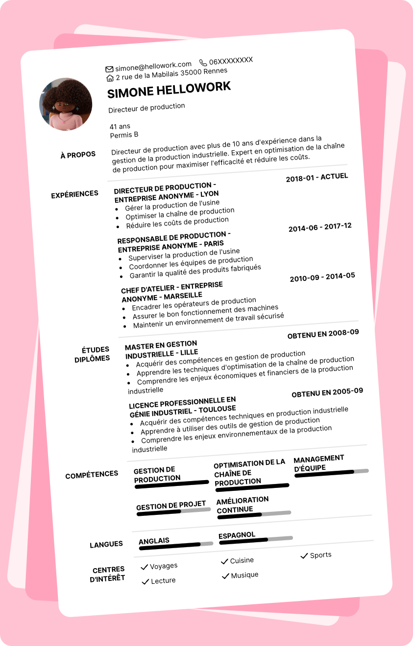 Exemple CV Directeur de production