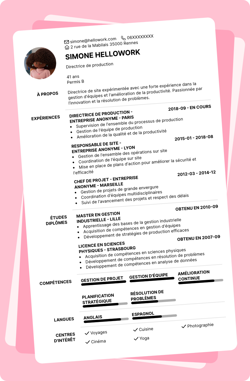 Exemple CV Directeur de site
