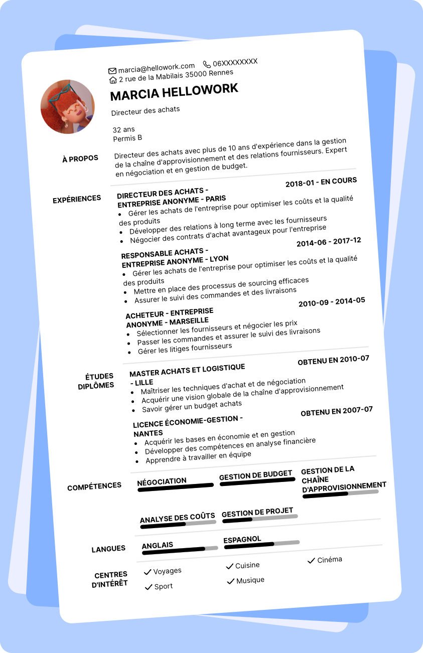 Modèle CV Directeur des achats Exemple CV Directeur des achats