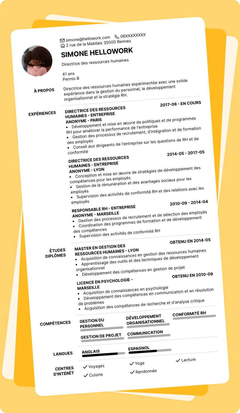 Exemple CV DRH