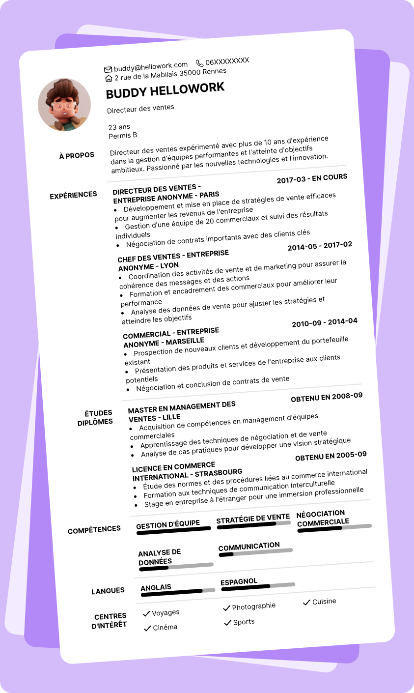 Exemple CV Directeur des ventes