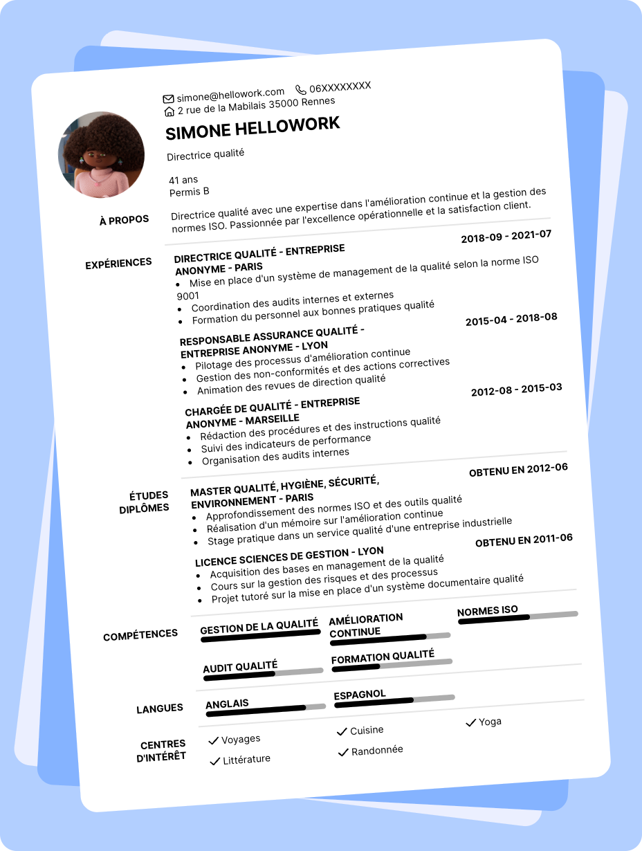 Exemple CV Directeur qualité