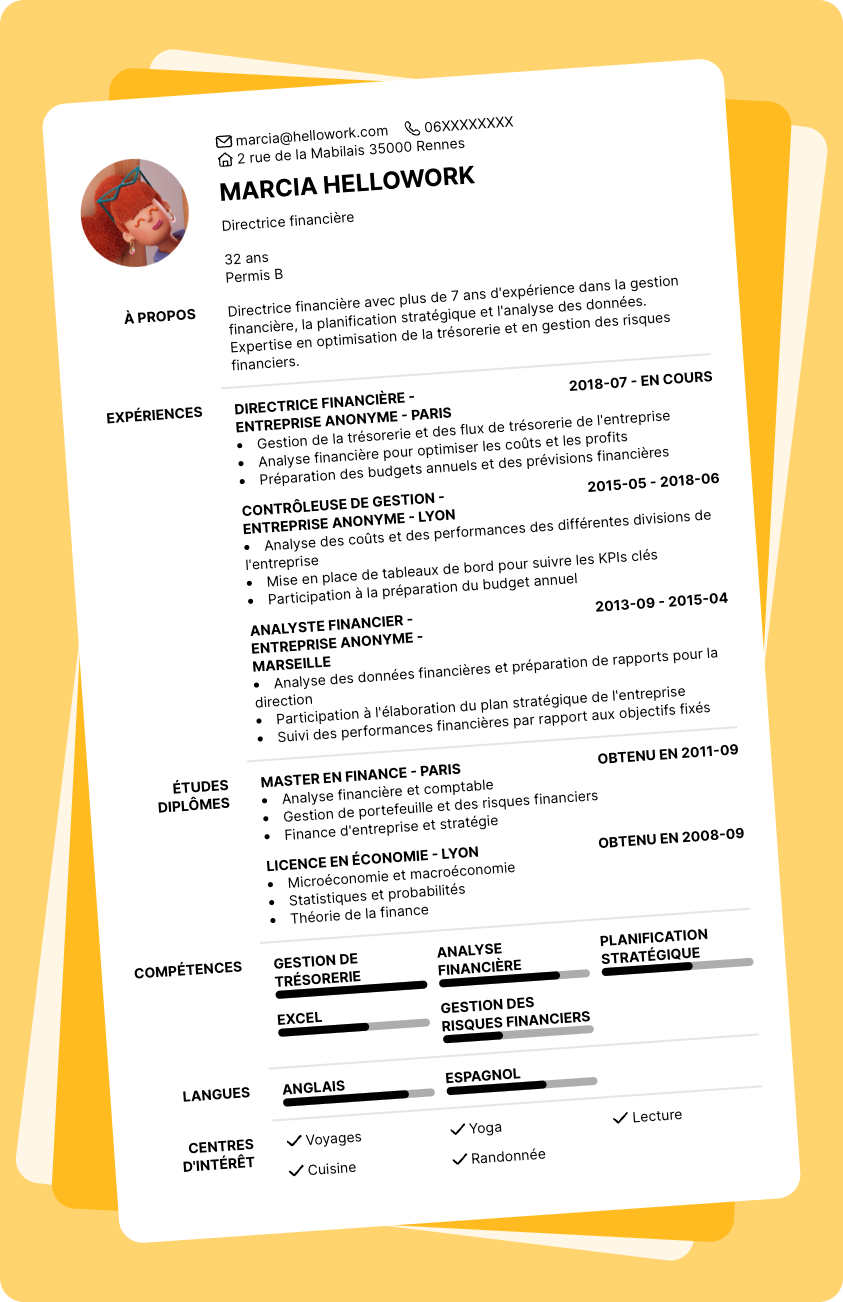 Modèle CV Directeur financier Exemple CV Directeur financier