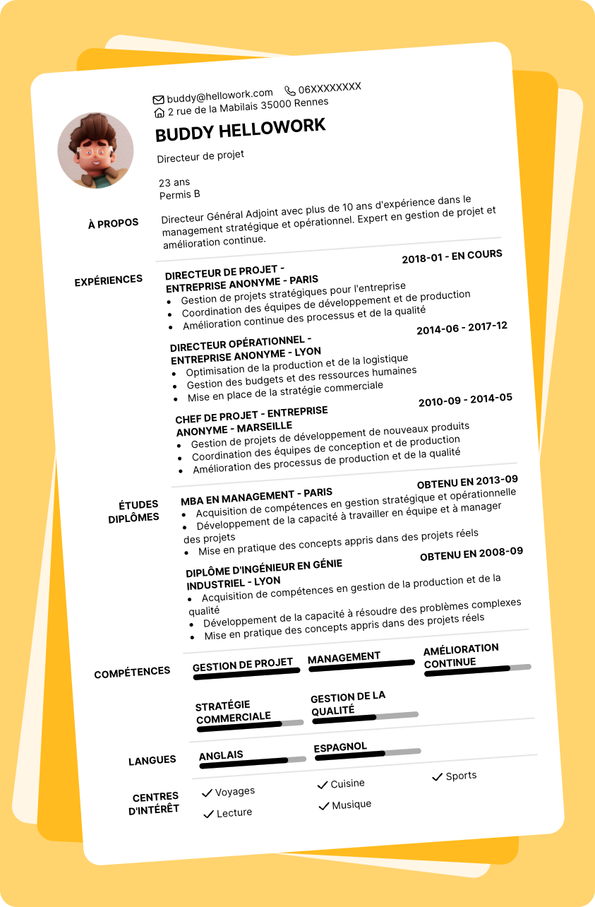 Exemple CV Directeur général adjoint