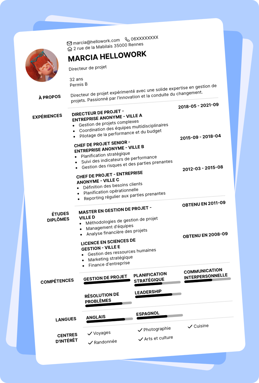 Exemple CV Directeur de projet